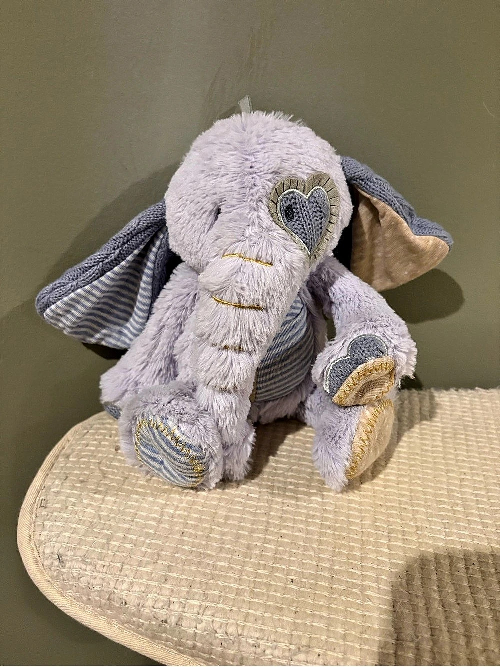 Demdaco Plush Elephant Stuffed Animal Purple & Blue Like New